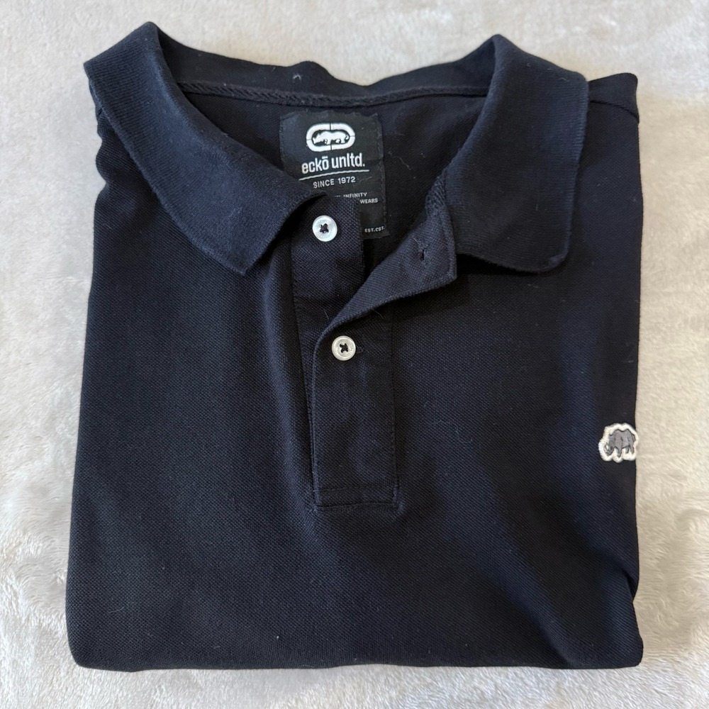 Ecko Unltd Polo Shirt‎ Mens 2XL Black Short Sleeve Casual Everyday Logo